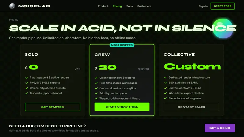 Acidwave 3D Render — Web · pricing