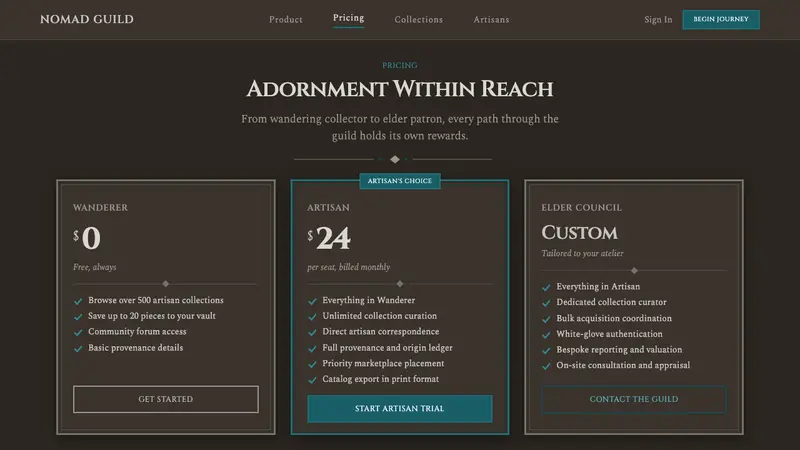 Kuchi Nomad Silver Jewelry — Web · pricing