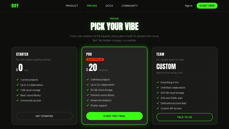 Afrobeats Lagos — Web · pricing