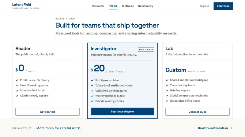 AI Alignment Lab — Web · pricing