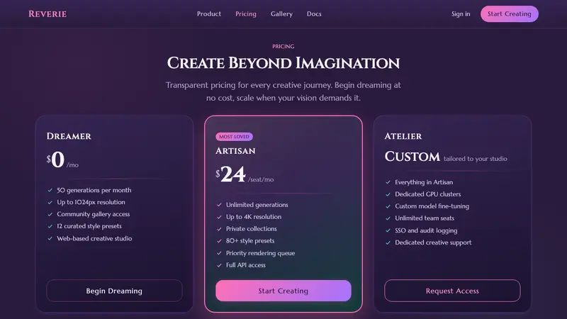 AI Diffusion Art — Web · pricing