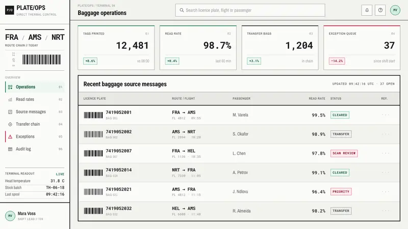 Airport Baggage Tag — Web · dashboard