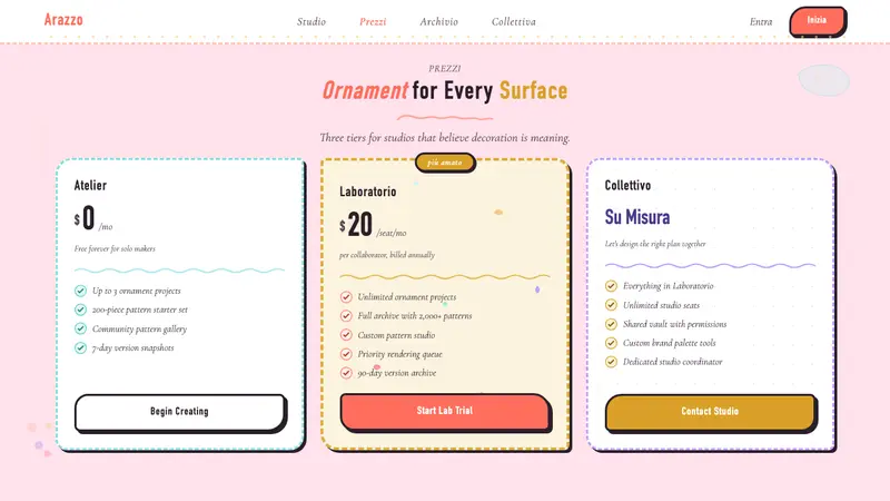 Studio Alchimia Anti-Design — Web · pricing