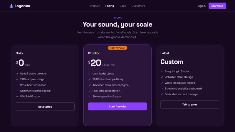 Amapiano — Web · pricing