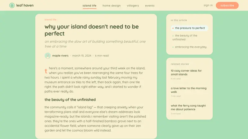 Animal Crossing — New Horizons — Web · article