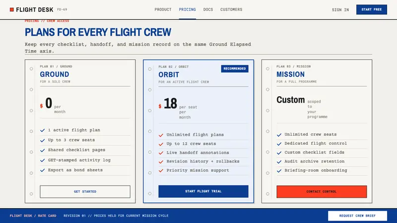 Apollo Flight Plan — Web · pricing