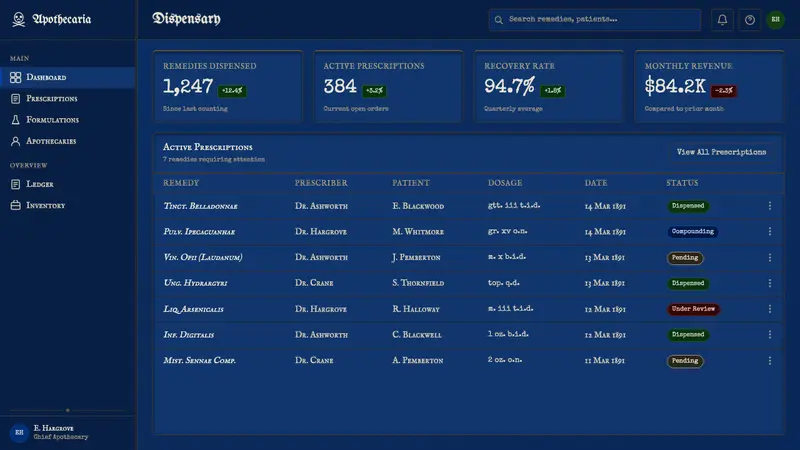 Apothecary Poison Label — Web · dashboard