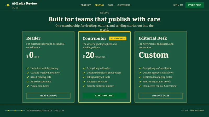 Aramco World Magazine — Web · pricing