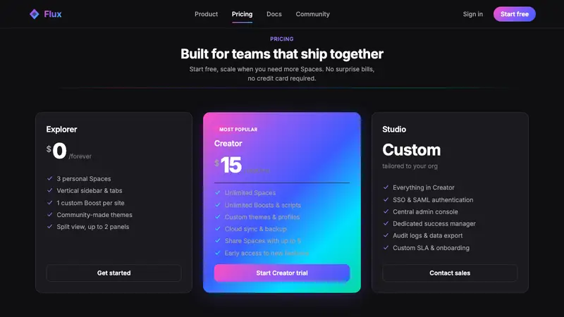 Arc Browser Prismatic (2023) — Web · pricing