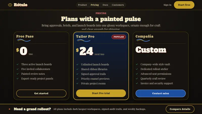 Fileteado Porteño Sign Art — Web · pricing