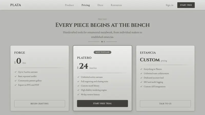 Criollo Silver Grayscale — Web · pricing