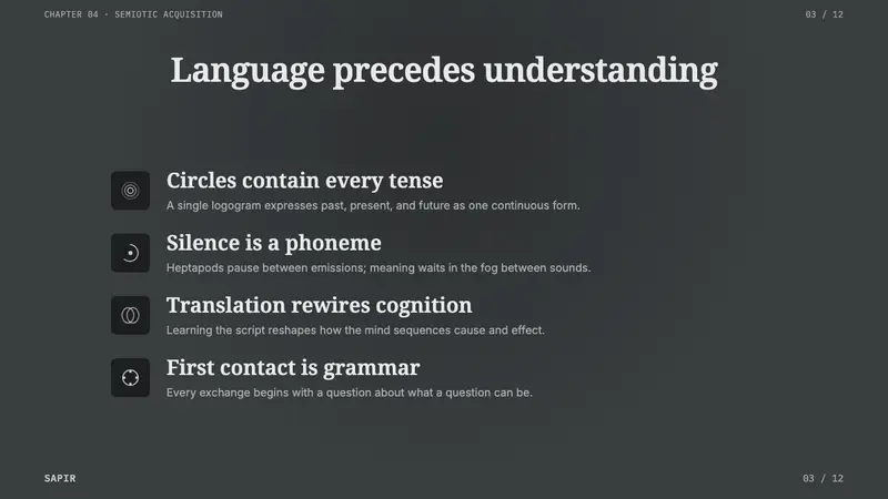 Arrival Logogram — Slides · content