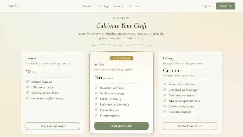 Art Nouveau (Mucha) — Web · pricing