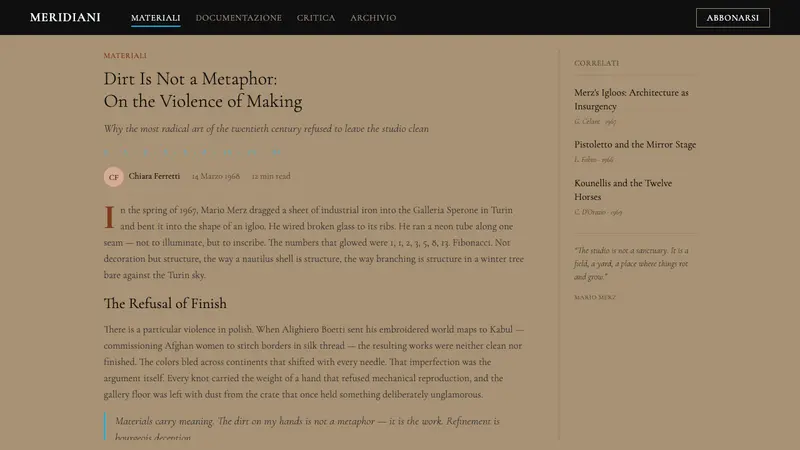 Arte Povera (Merz, 1968) — Web · article