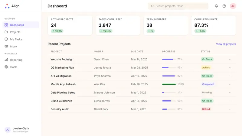 Asana — Web · dashboard