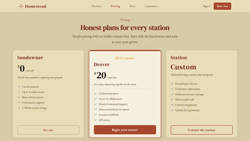 Australian Outback Vernacular — Web · pricing