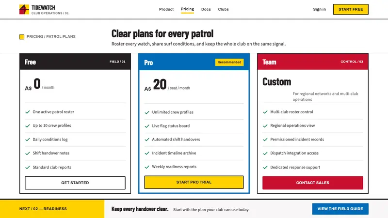 Surf Life Saving Australia — Web · pricing