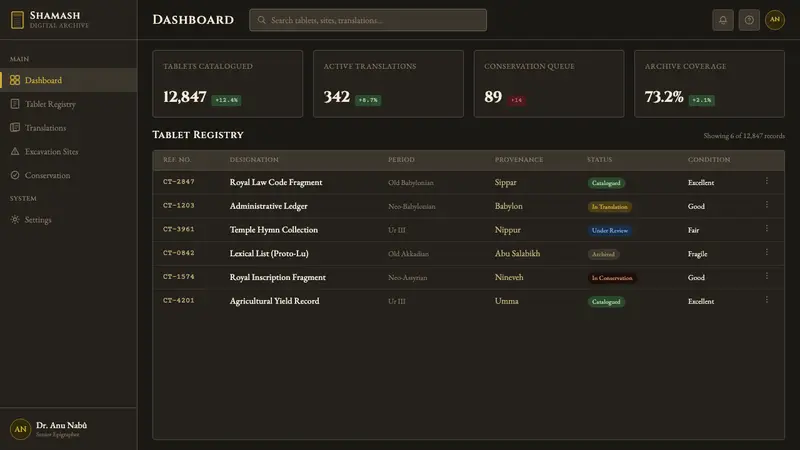 Babylonian Hammurabi Stele — Web · dashboard