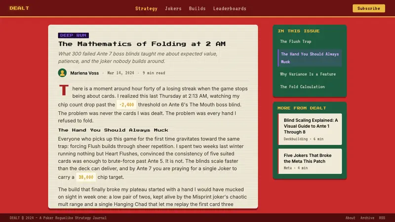 Balatro Poker Roguelike — Web · article