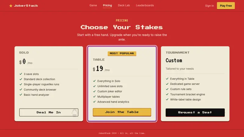 Balatro Poker Roguelike — Web · pricing