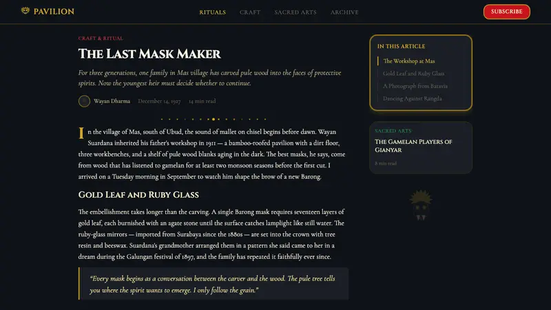 Balinese Barong Mask (1920) — Web · article