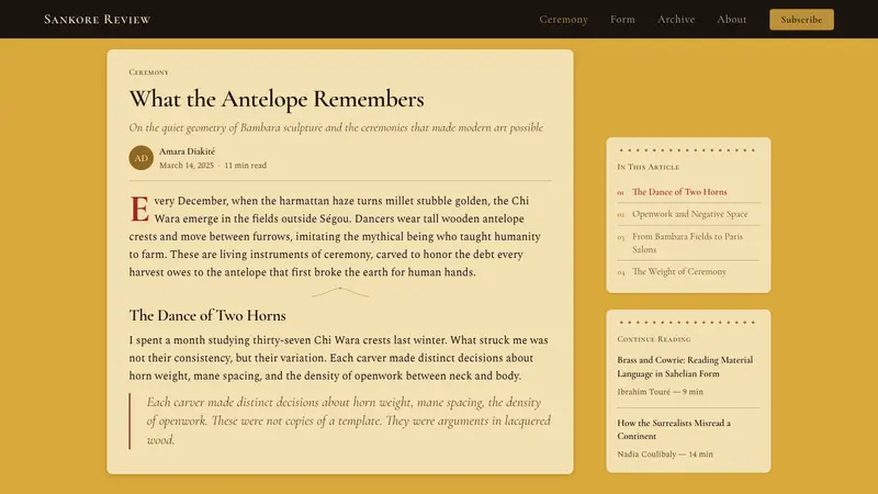 Bambara Chi Wara Antelope — Web · article