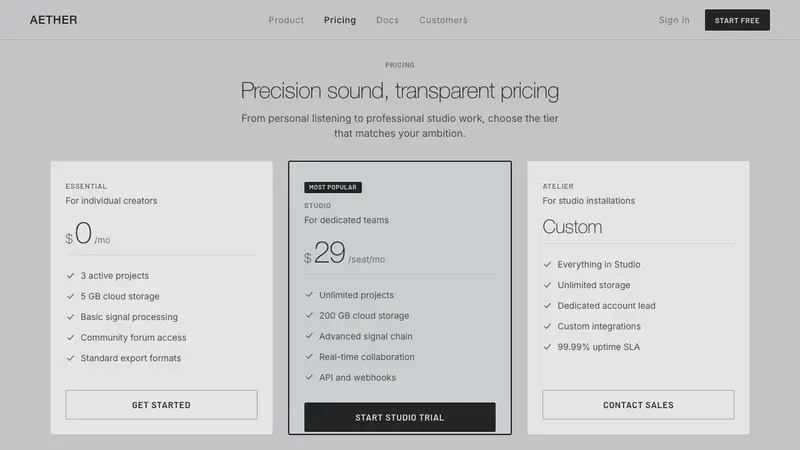 Bang & Olufsen Aluminium — Web · pricing