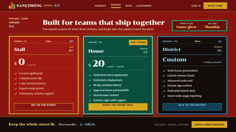 Yaowarat Chinatown Signs — Web · pricing