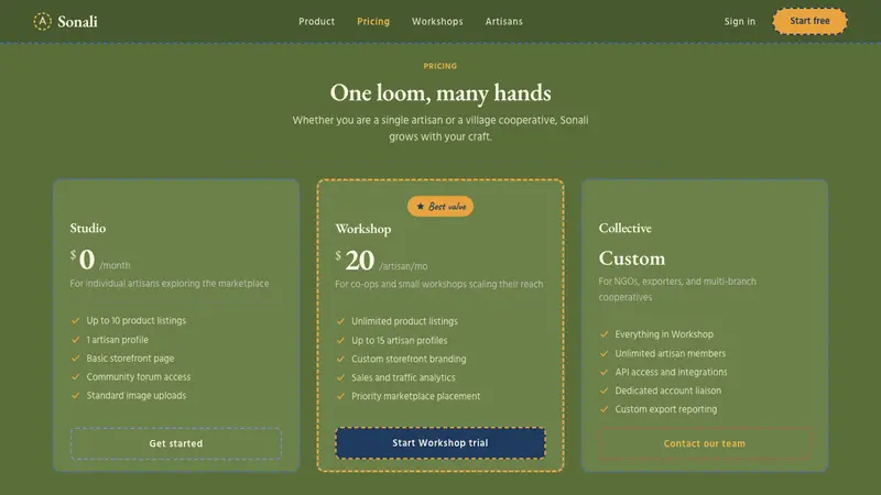 Bangladeshi Jute Craft — Web · pricing