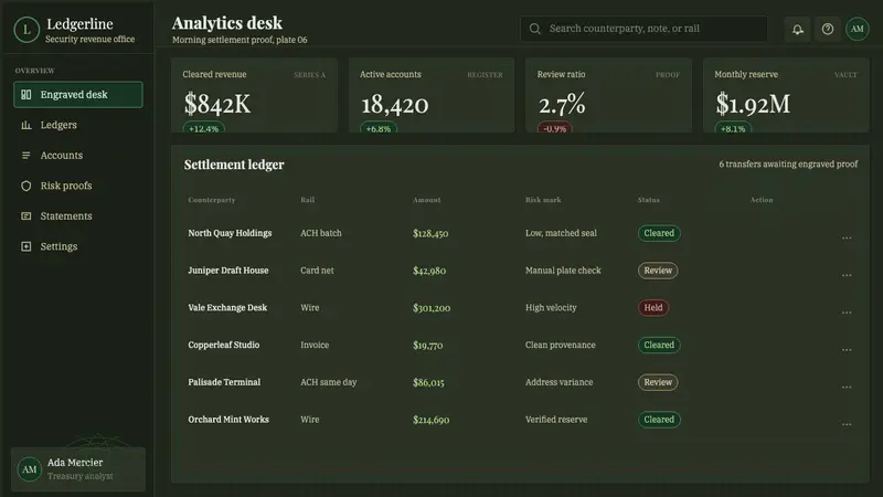 Banknote Guilloché — Web · dashboard