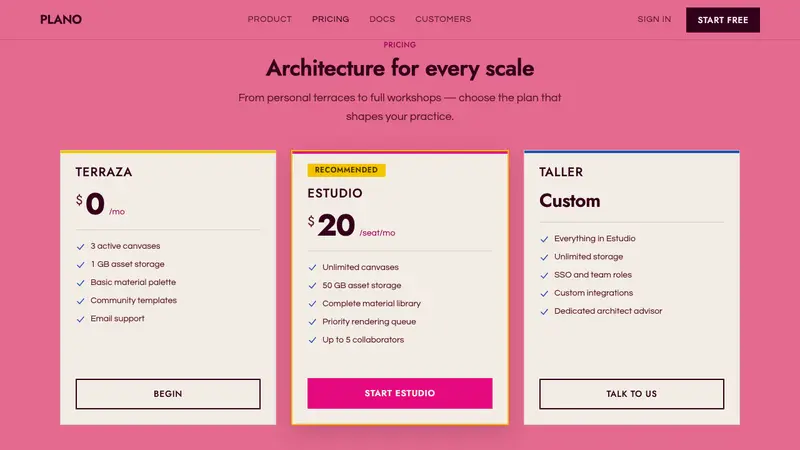 Barragán Emotional Architecture — Web · pricing