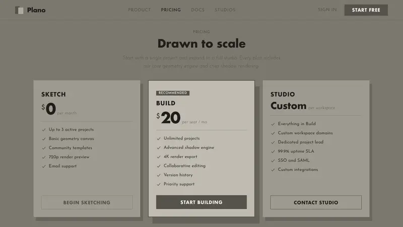 Barragán Render in Gray — Web · pricing