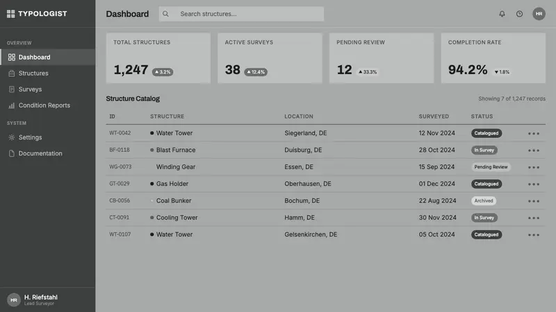 Bechers Industrial Typology — Web · dashboard