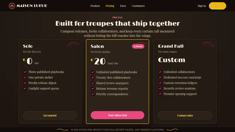 Belle Époque Paris — Web · pricing