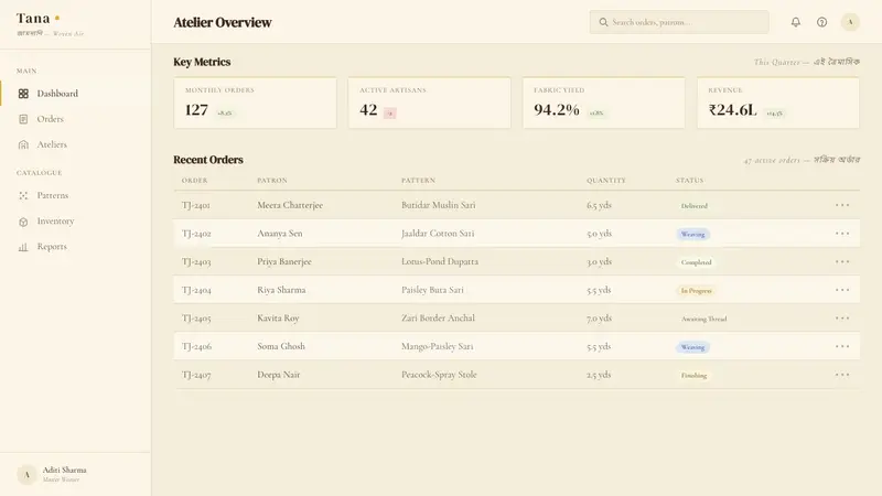 Bengali Jamdani Weaving — Web · dashboard