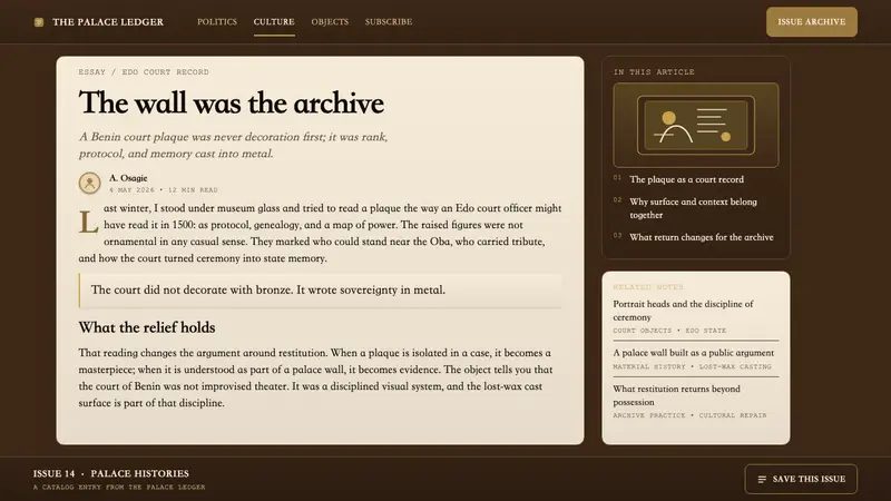 Benin Bronze (Edo, 1500) — Web · article