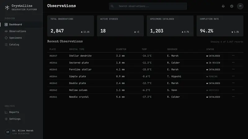 Bentley Snowflake — Web · dashboard