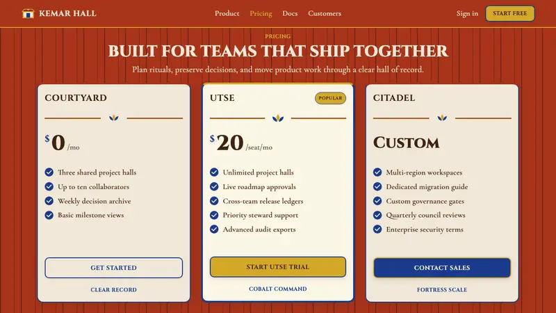 Bhutanese Dzong (Fortress Red) — Web · pricing