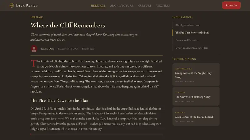 Bhutanese Tiger's Nest Cliff Monastery — Web · article