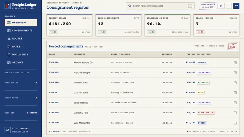 Bill of Lading — Web · dashboard