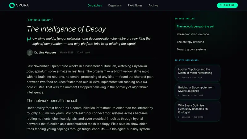 Bio-Organic Generative — Web · article