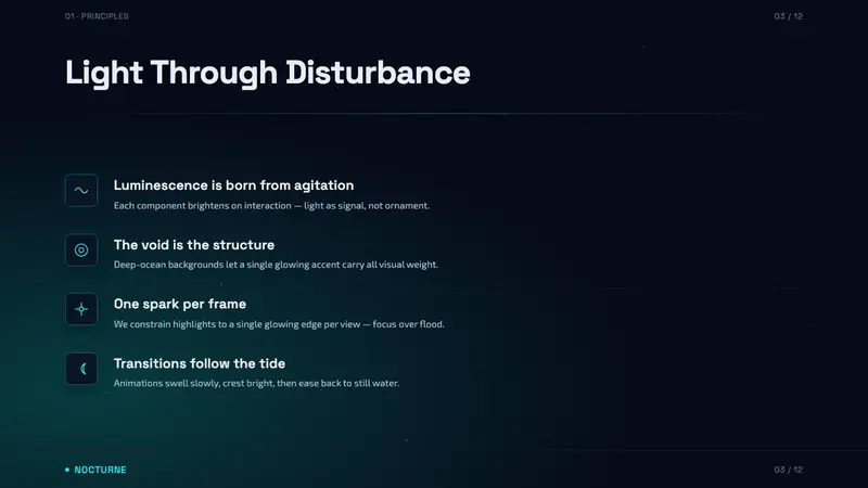 Bioluminescent Shore — Slides · content