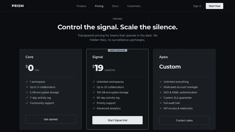 Black Mirror — Web · pricing