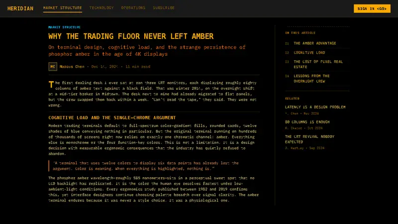 Bloomberg Terminal (Amber CRT) — Web · article