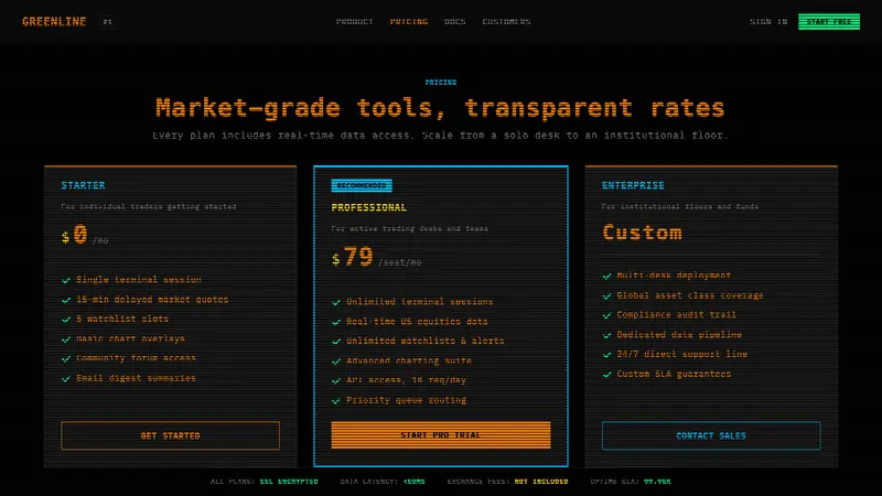 Bloomberg Terminal (CRT Green) — Web · pricing
