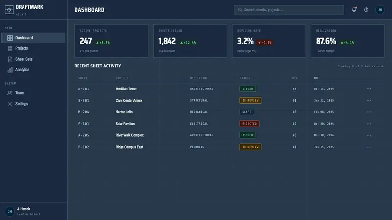 Cyanotype Blueprint — Web · dashboard