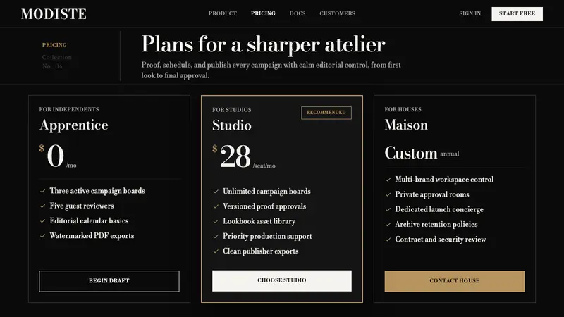 Bodoni Didone Fashion Masthead — Web · pricing