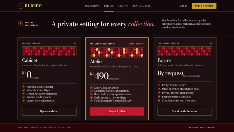 Bohemian Garnet — Web · pricing