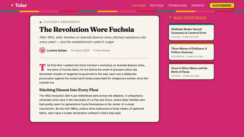 Bolivian Pollera Fiesta Magenta — Web · article