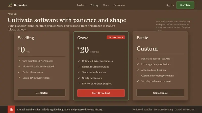 Bonsai Cultivation — Web · pricing
